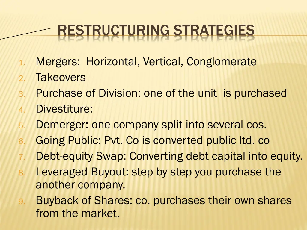 restructuring strategies