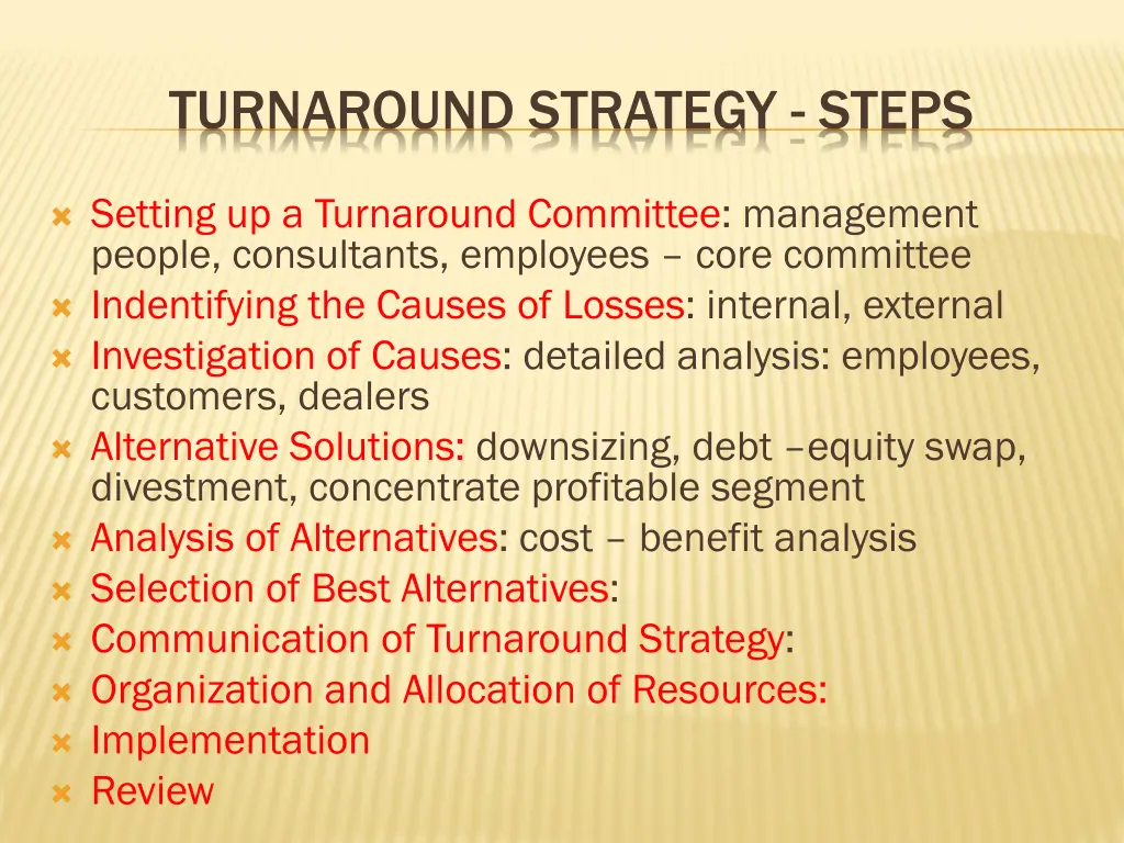 turnaround strategy steps