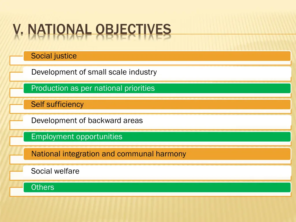 v national objectives