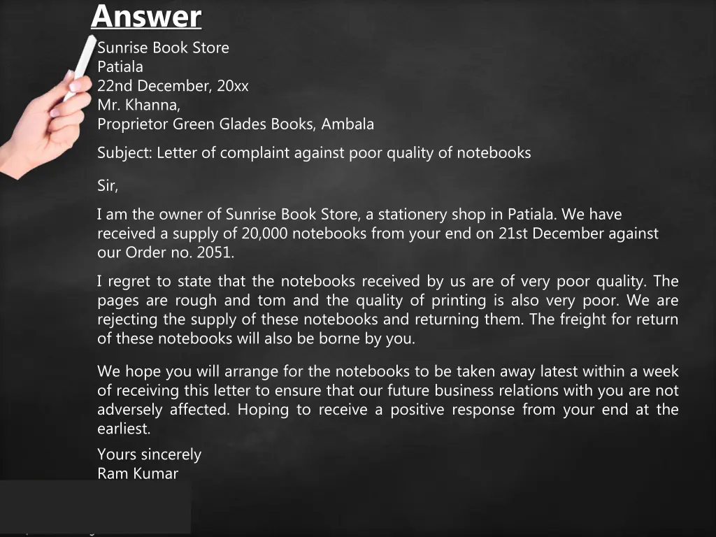 answer sunrise book store patiala 22nd december