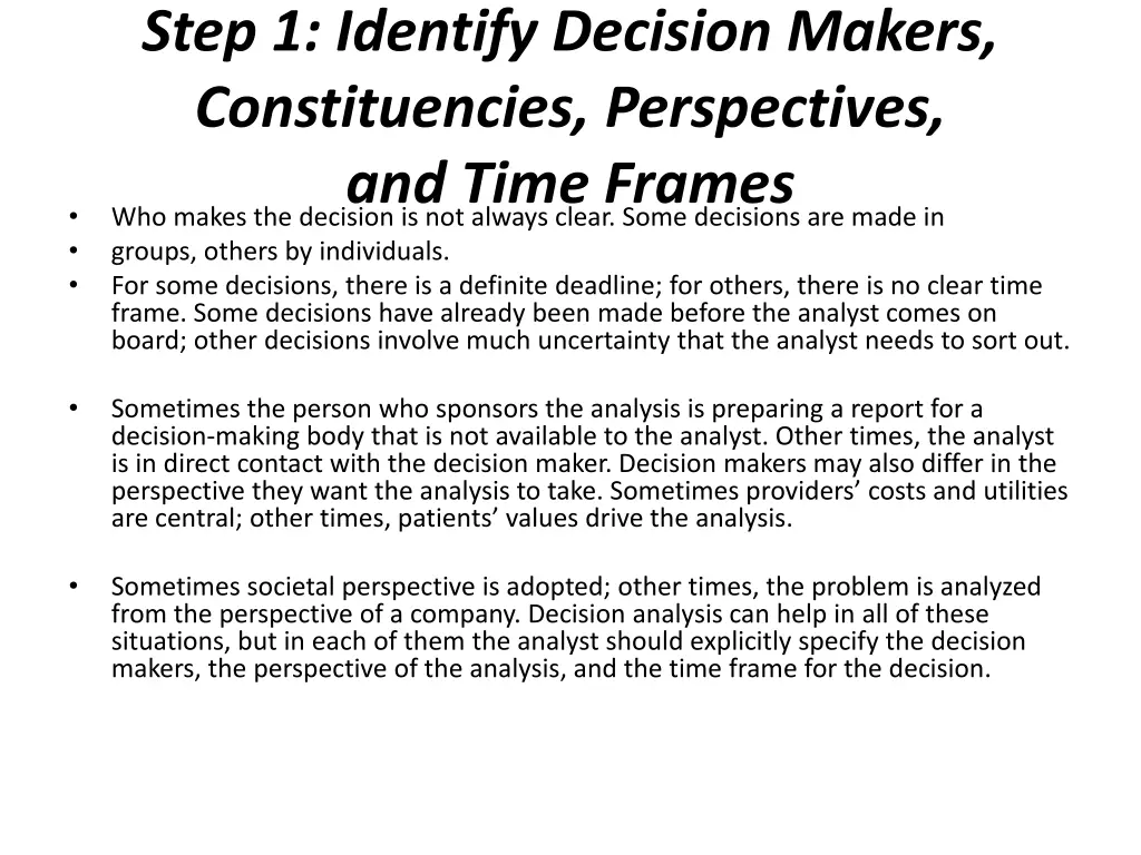 step 1 identify decision makers constituencies