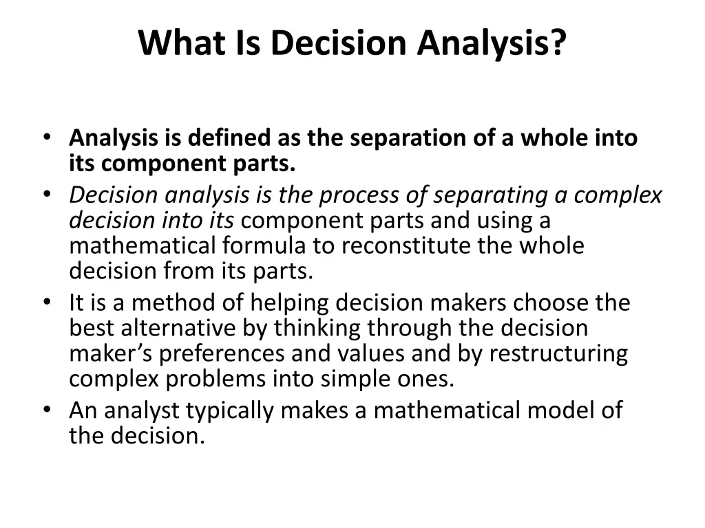 what is decision analysis