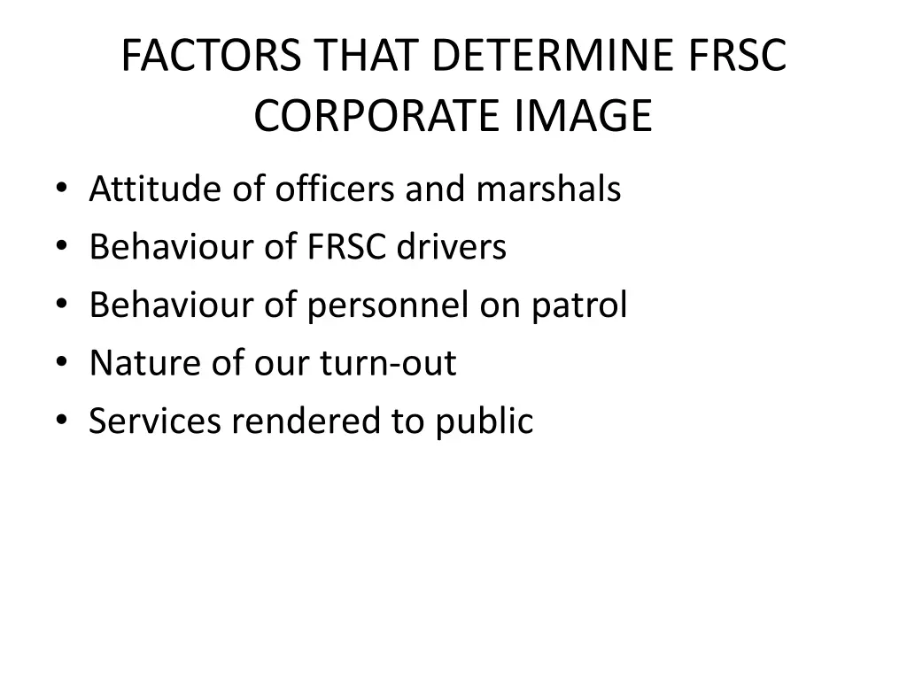 factors that determine frsc corporate image