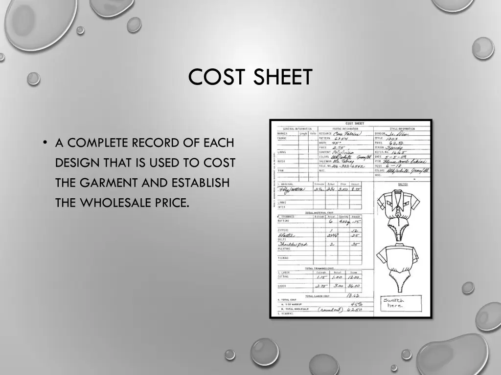 cost sheet