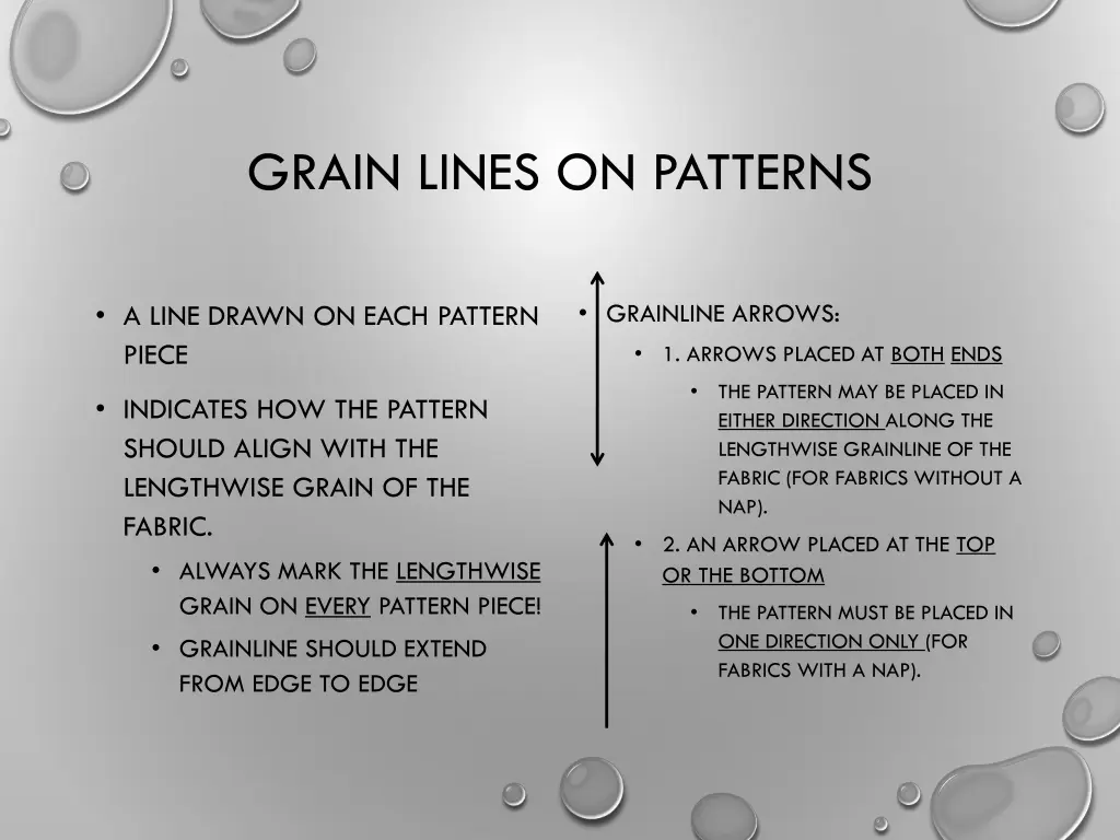 grain lines on patterns