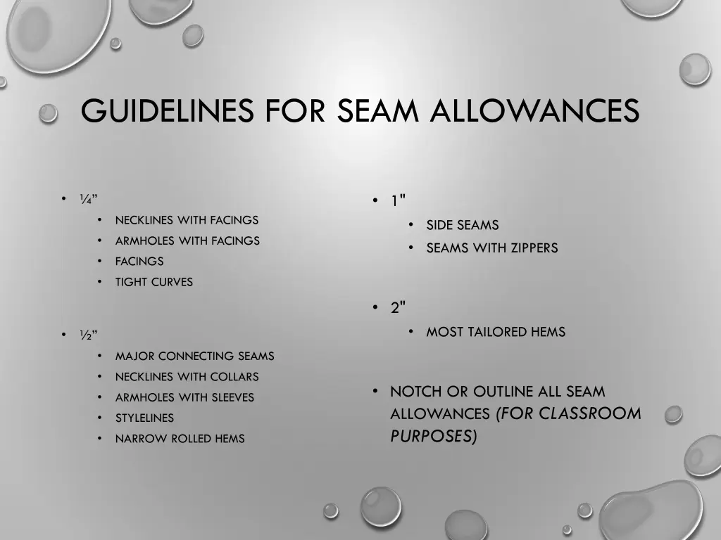 guidelines for seam allowances