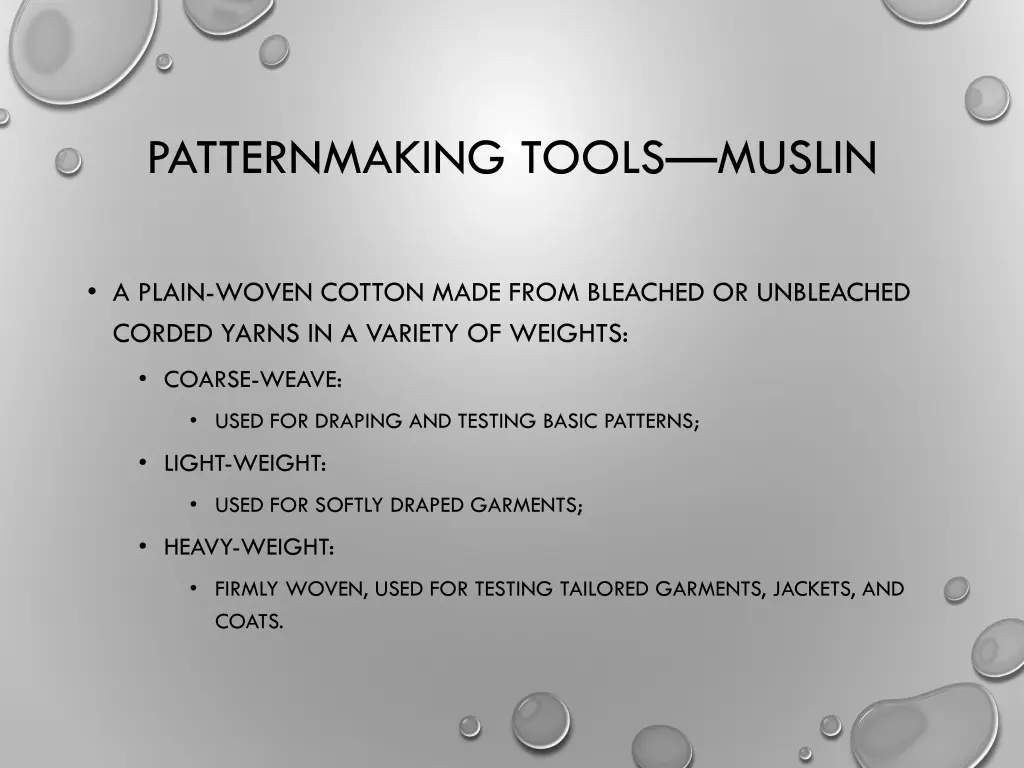 patternmaking tools muslin