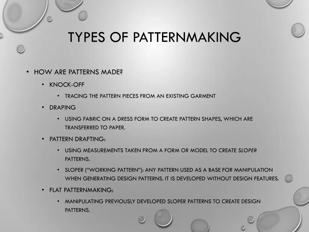 types of patternmaking