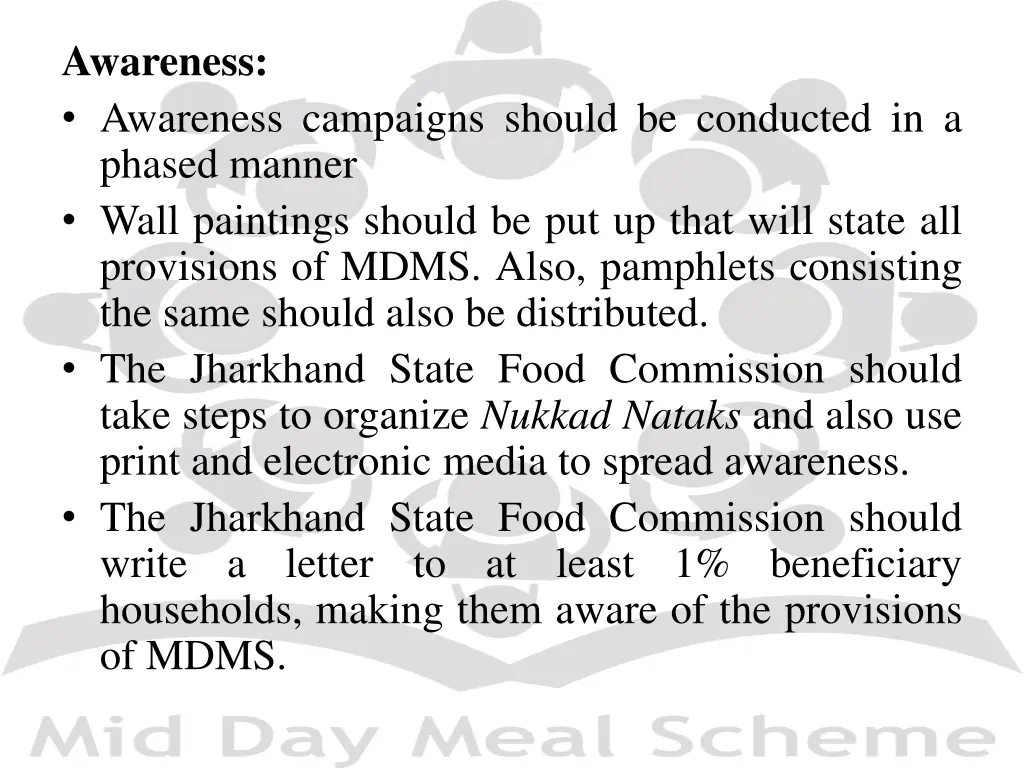 awareness awareness campaigns should be conducted