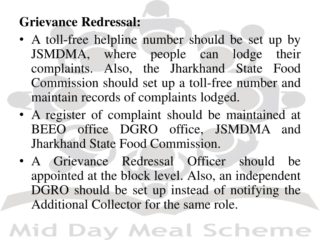 grievance redressal a toll free helpline number