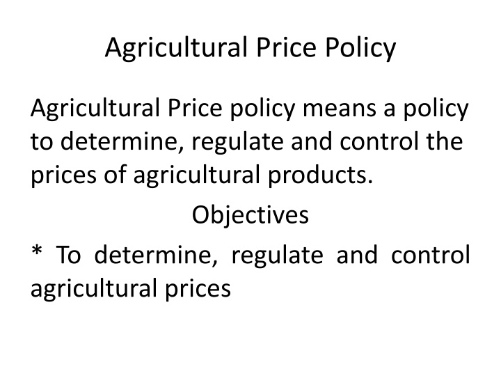 agricultural price policy