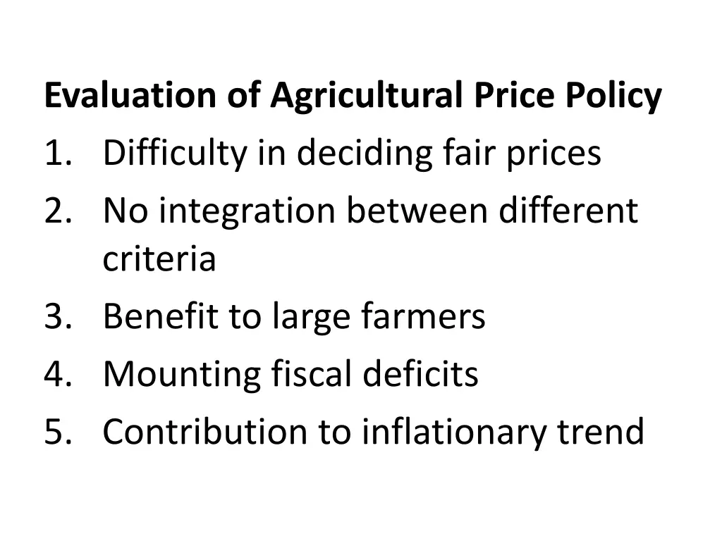 evaluation of agricultural price policy