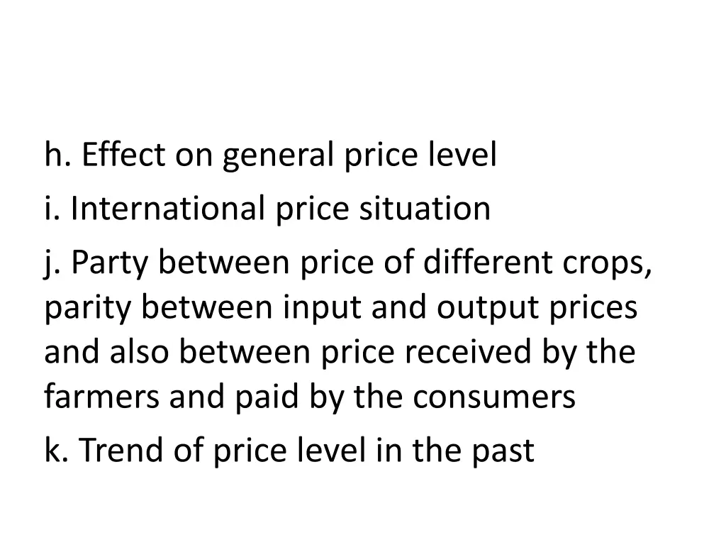 h effect on general price level i international