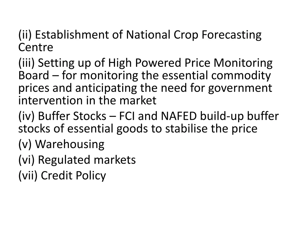 ii establishment of national crop forecasting