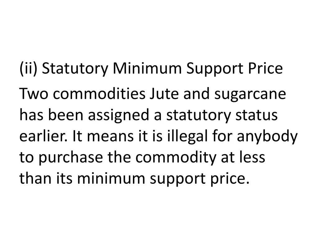 ii statutory minimum support price