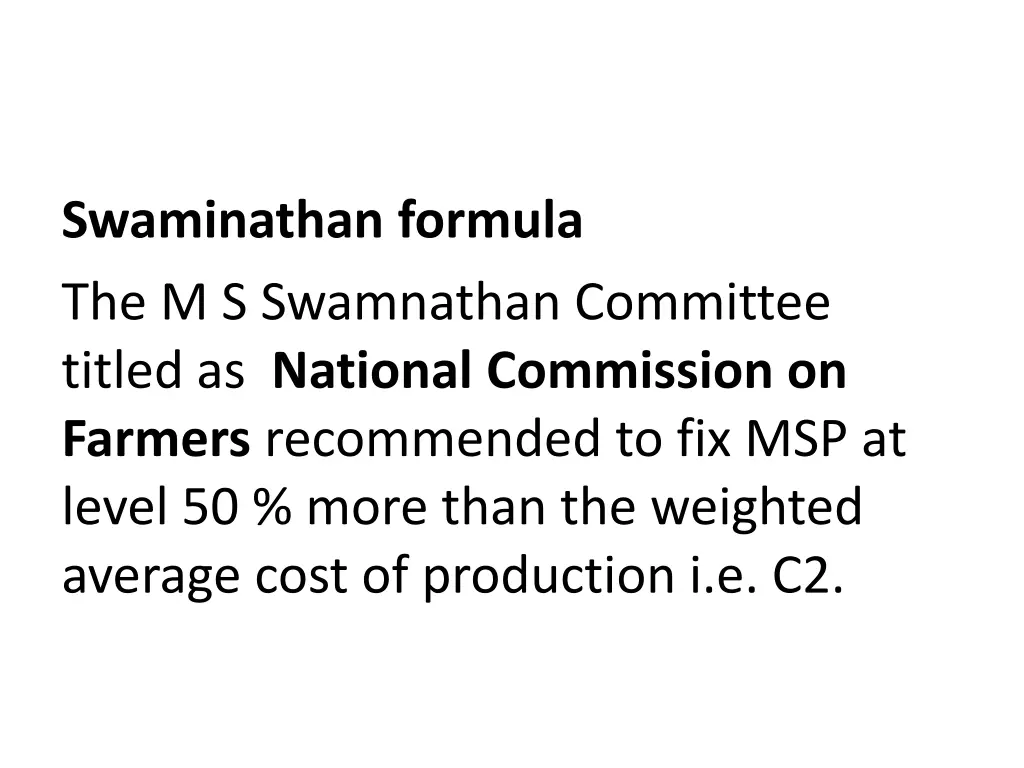 swaminathan formula the m s swamnathan committee