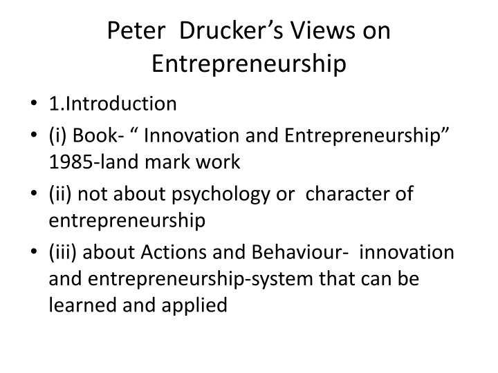 peter drucker s views on entrepreneurship