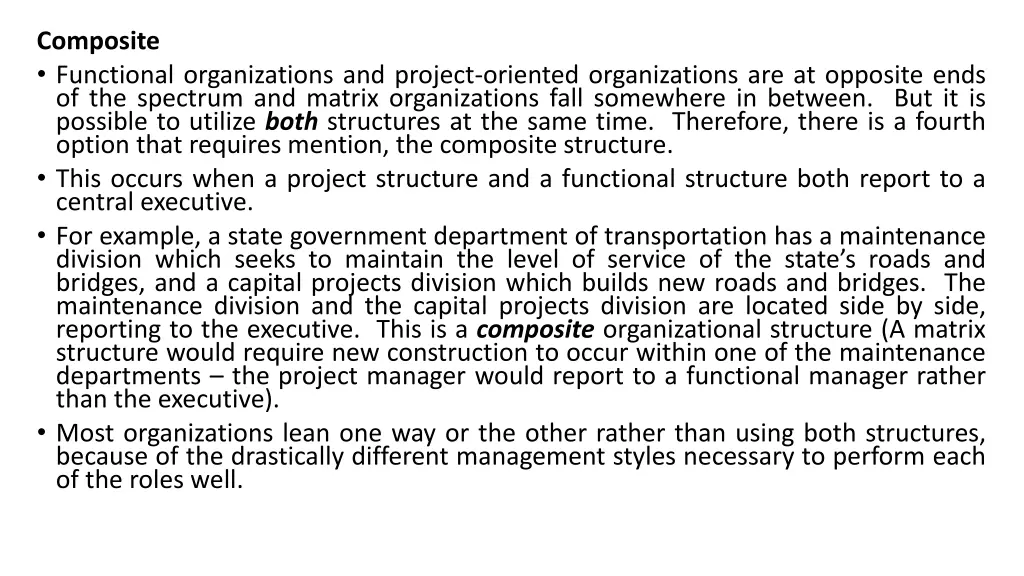 composite functional organizations and project