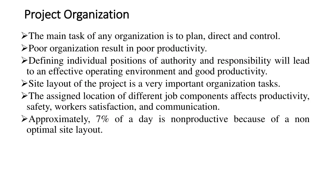 project organization project organization