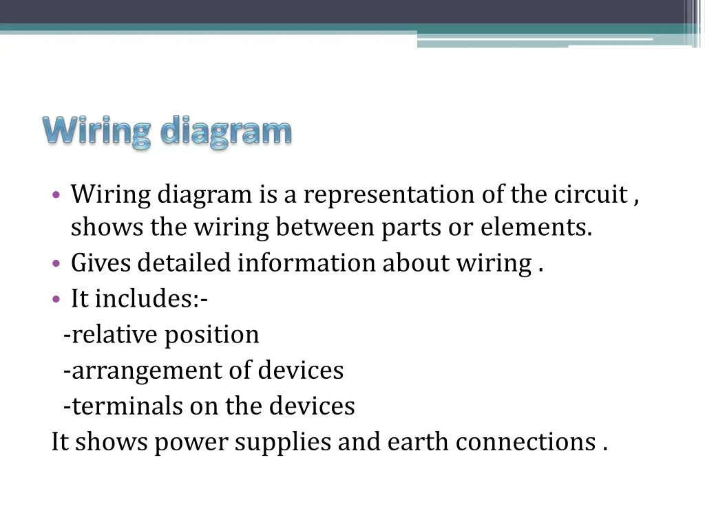 wiring diagram is a representation of the circuit