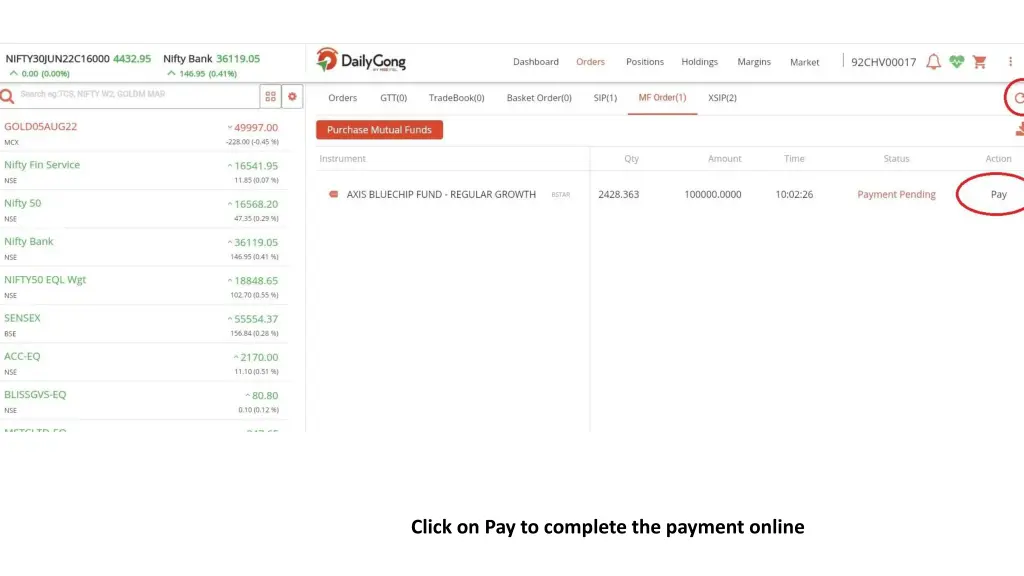 click on pay to complete the payment online