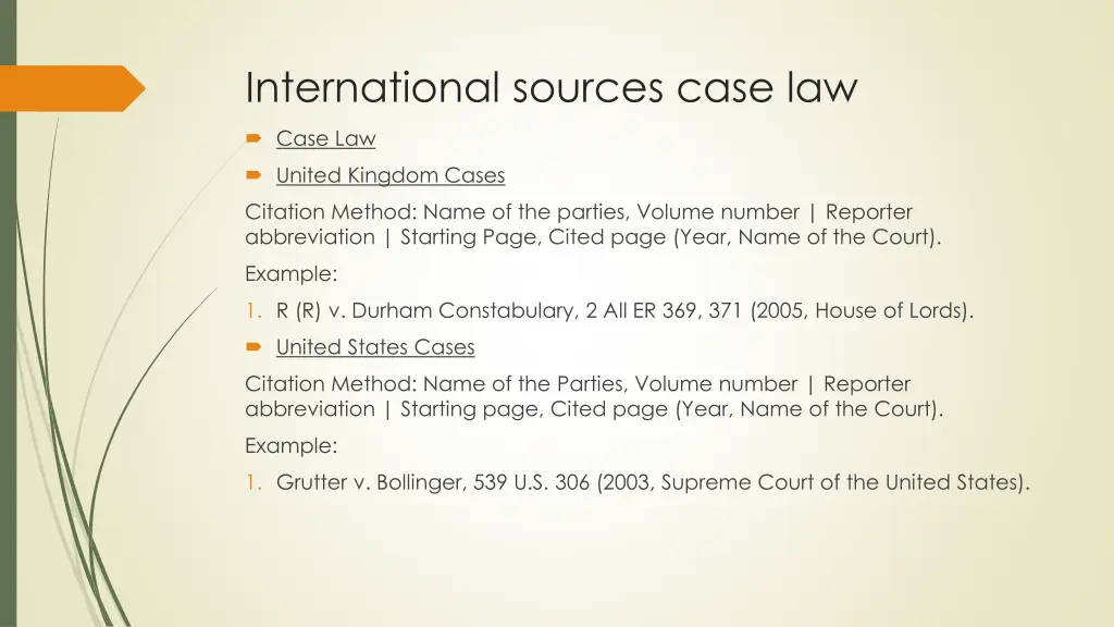 international sources case law