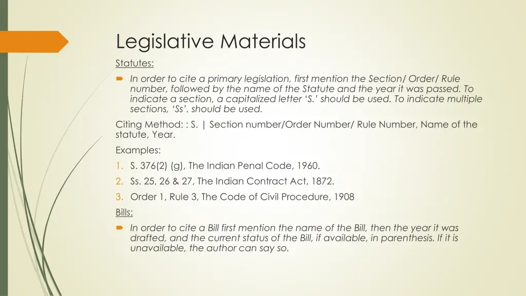 legislative materials statutes in order to cite