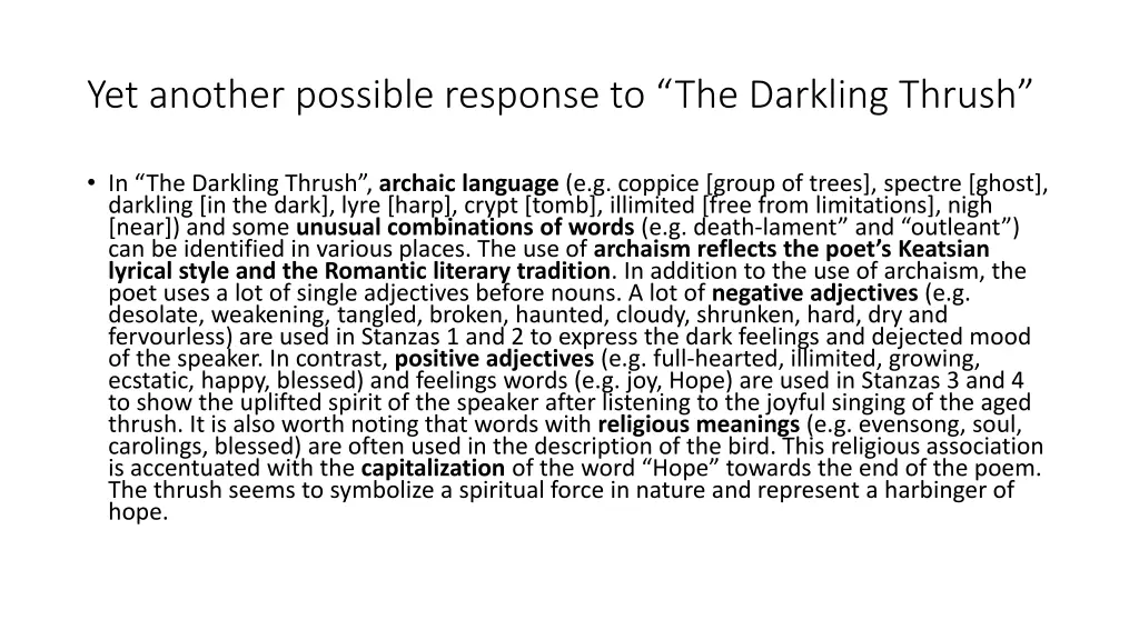 yet another possible response to the darkling