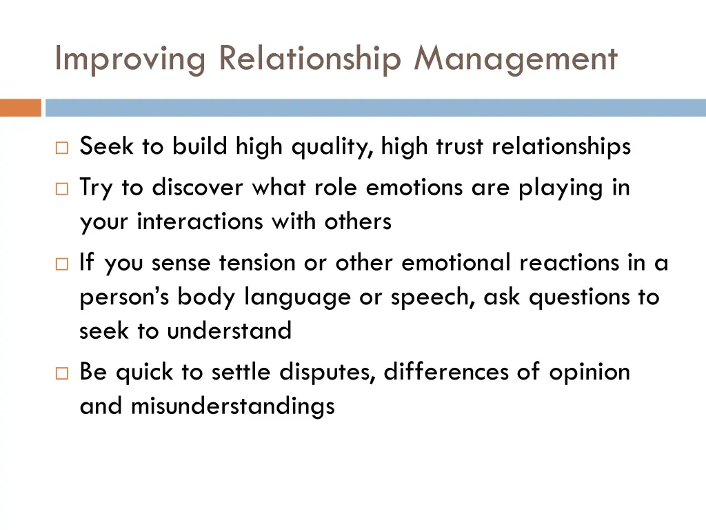 improving relationship management