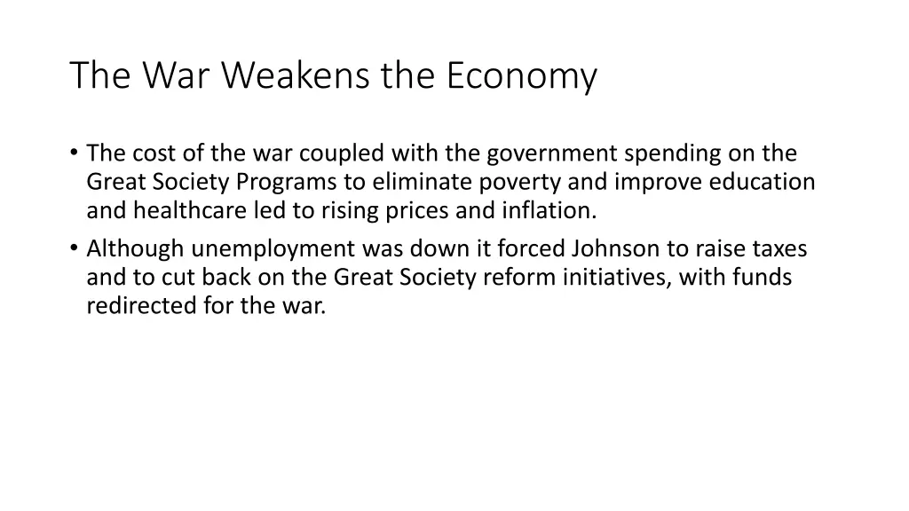 the war weakens the economy