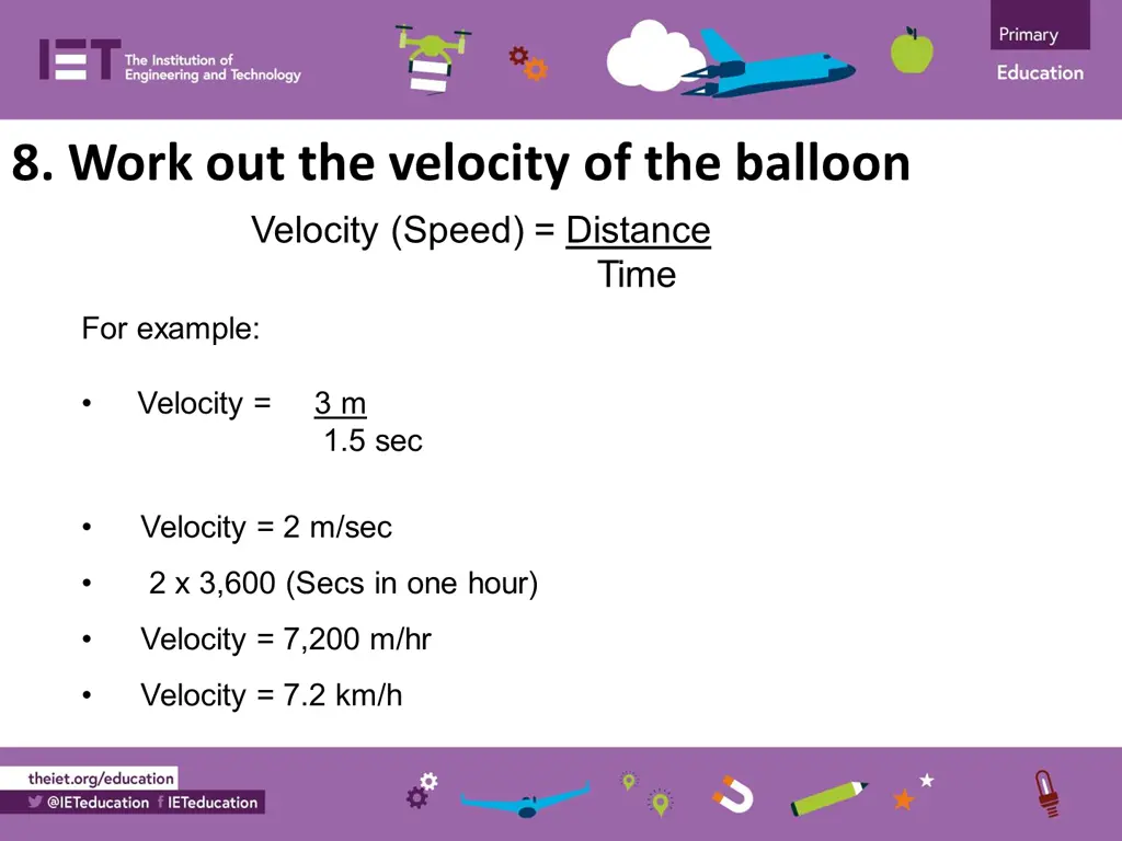 8 work out the velocity of the balloon velocity
