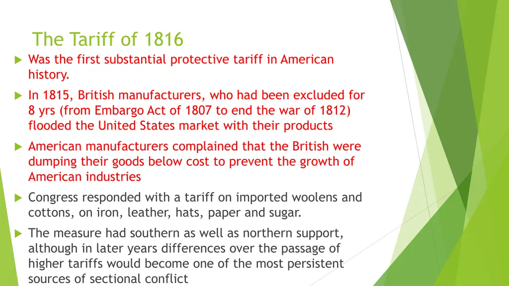 the tariff of 1816 was the first substantial