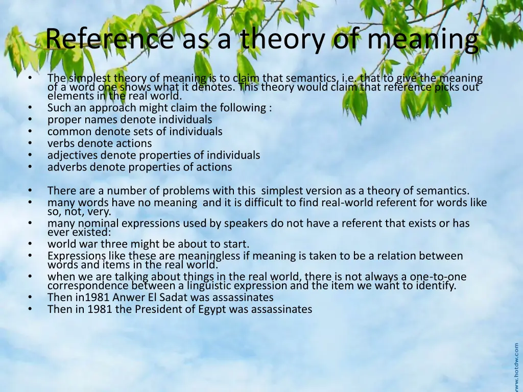 reference as a theory of meaning