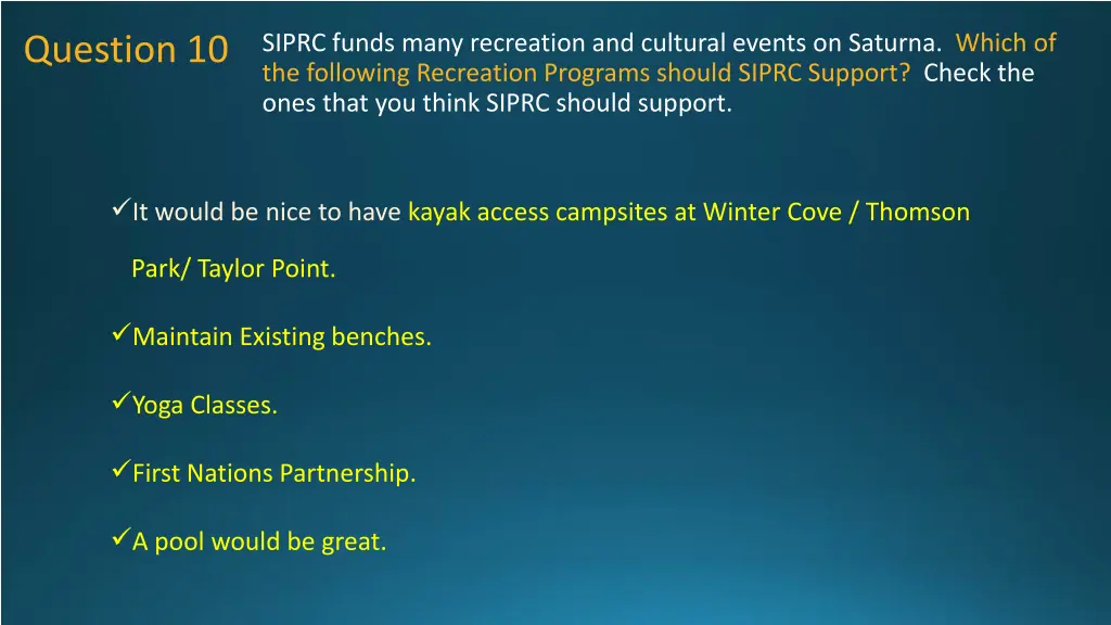 siprc funds many recreation and cultural events 6