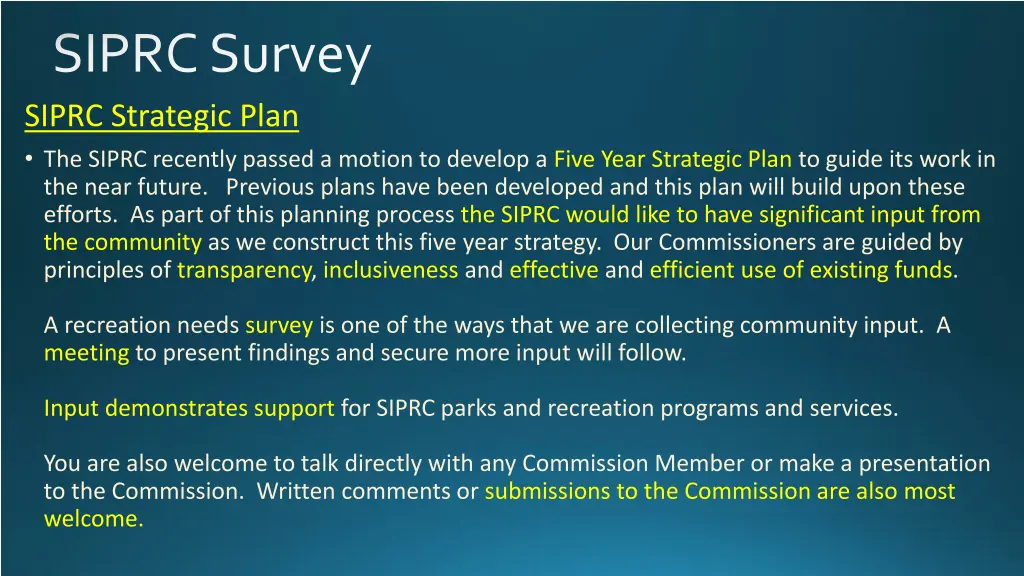 siprc survey siprc strategic plan the siprc