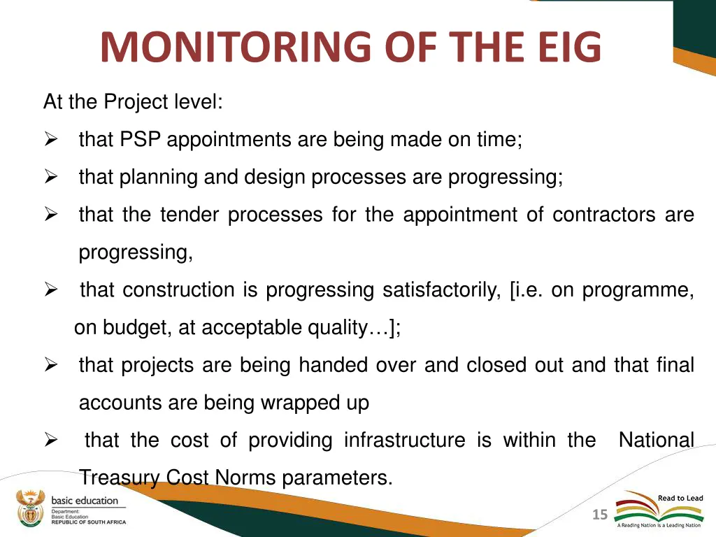 monitoring of the eig 1