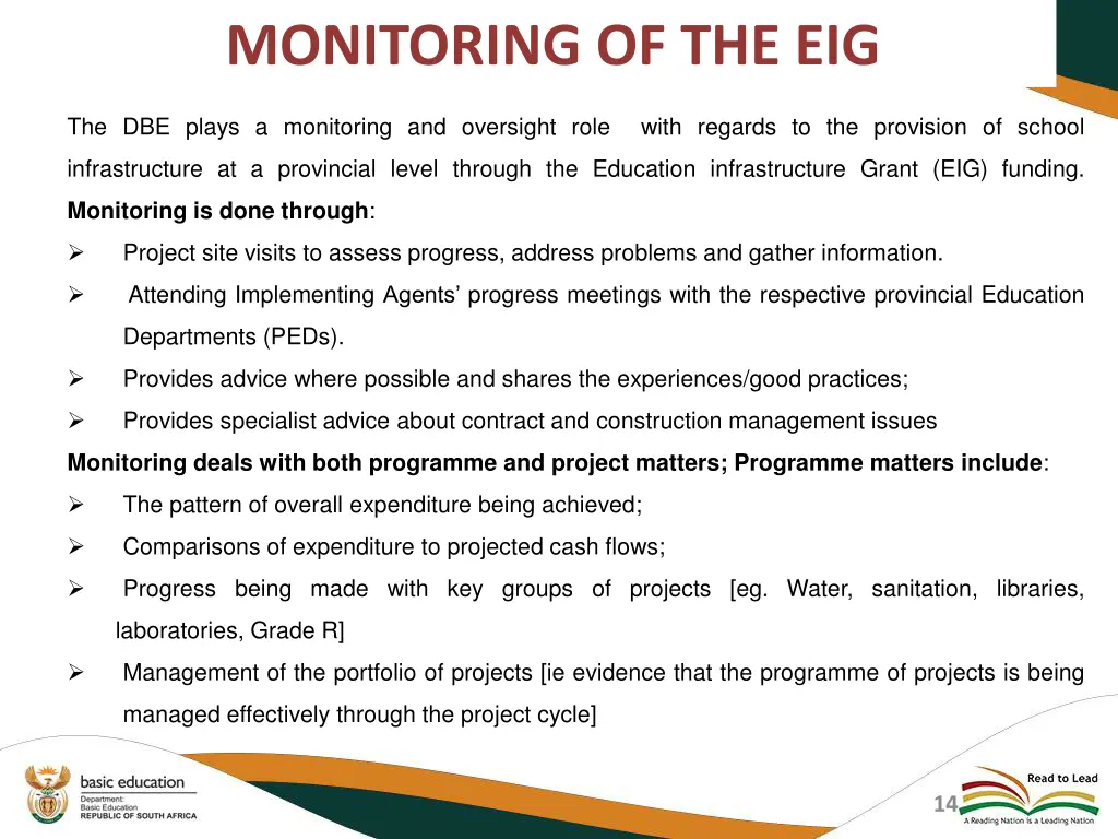 monitoring of the eig