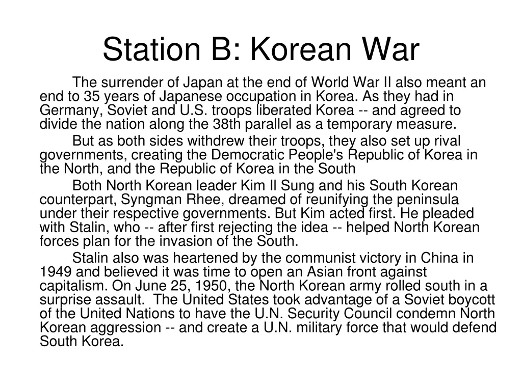 station b korean war the surrender of japan