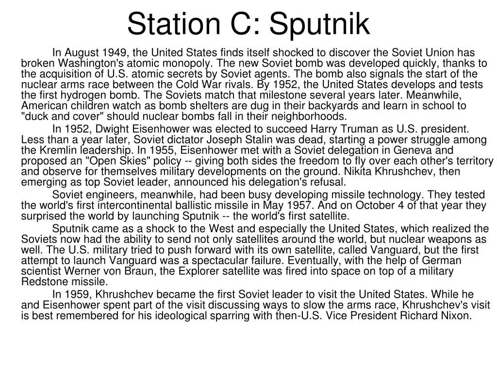 station c sputnik in august 1949 the united