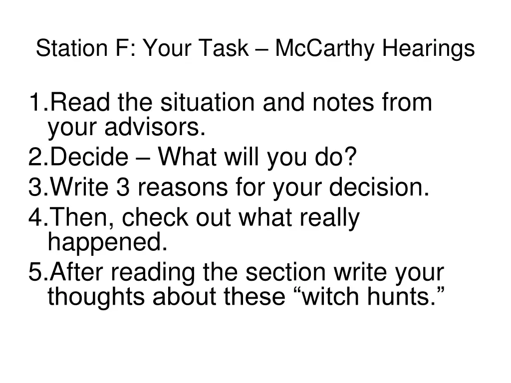 station f your task mccarthy hearings