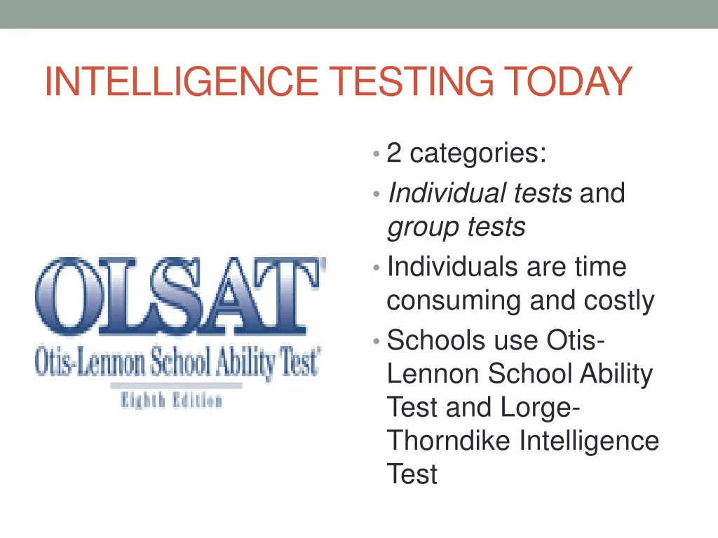 intelligence testing today