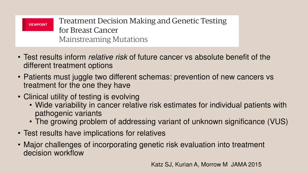 test results inform relative risk of future