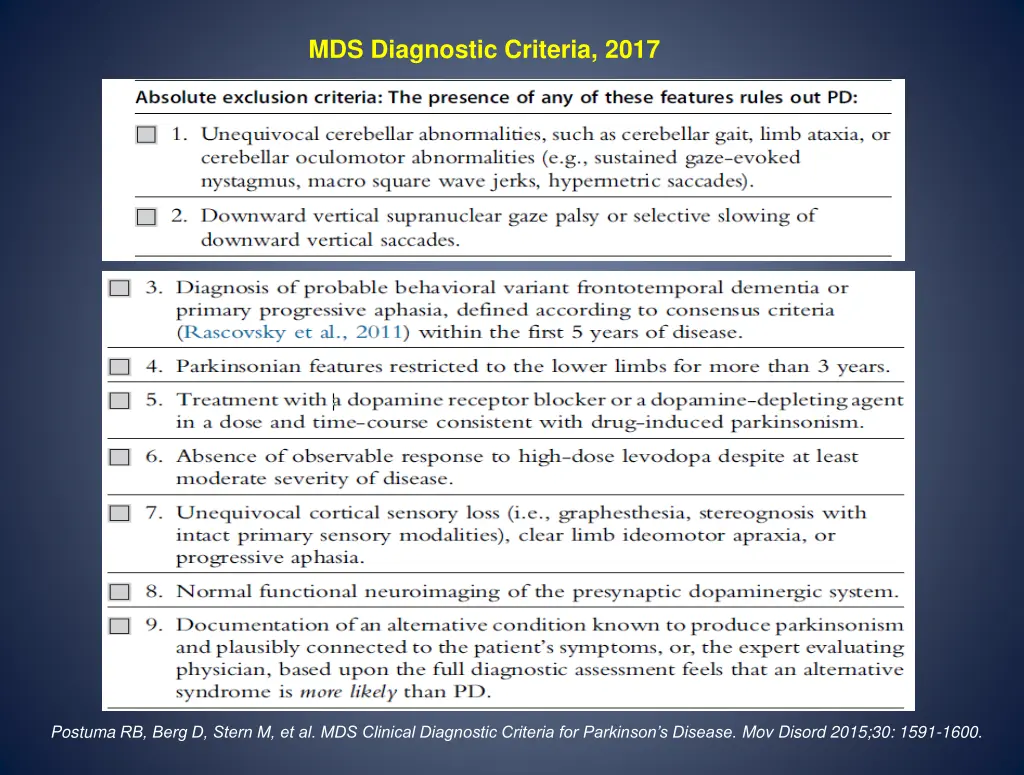 mds diagnostic criteria 2017