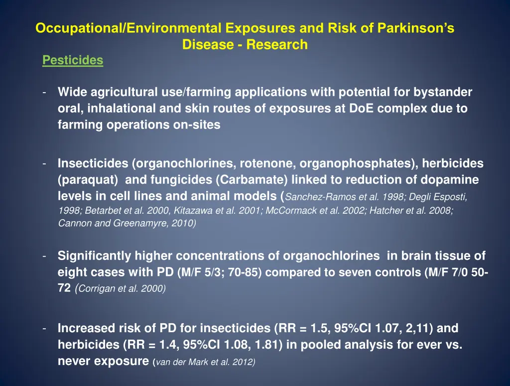 occupational environmental exposures and risk 1