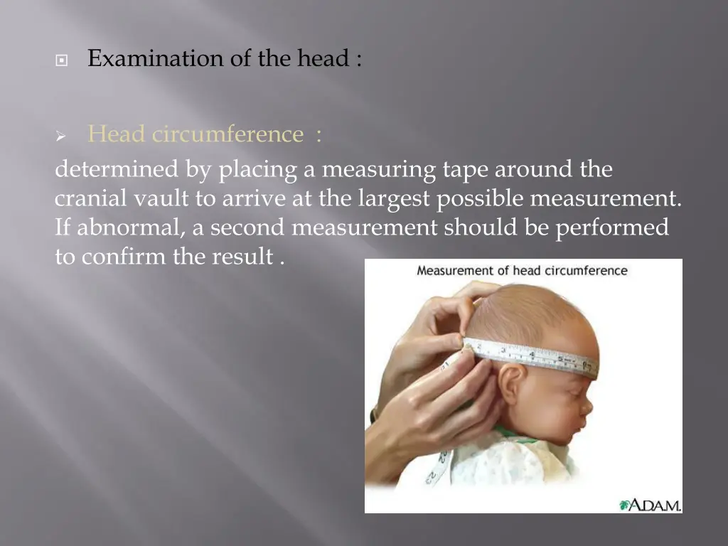 examination of the head