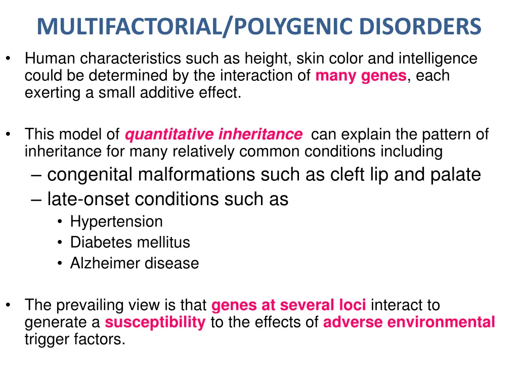 multifactorial polygenic disorders human