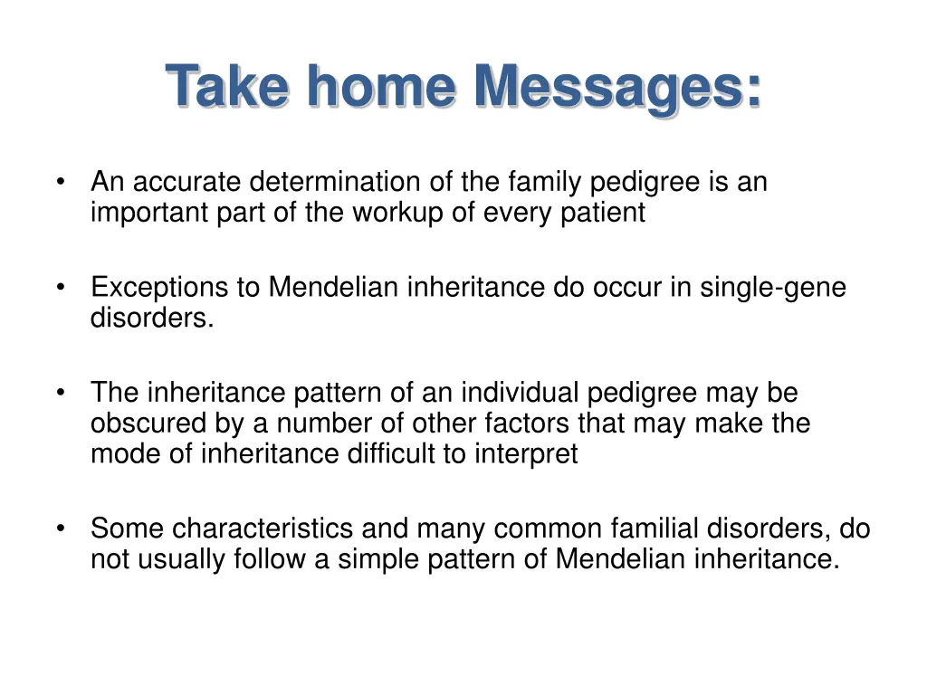 take home messages