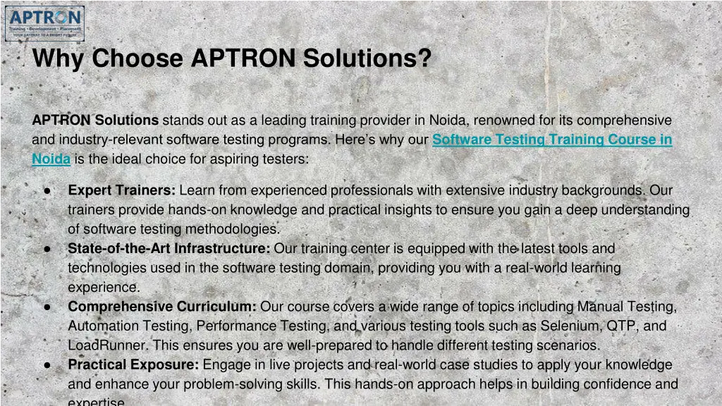 why choose aptron solutions