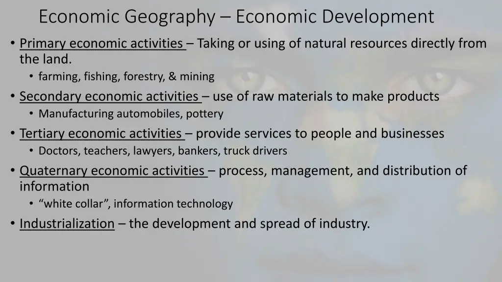 economic geography economic development primary