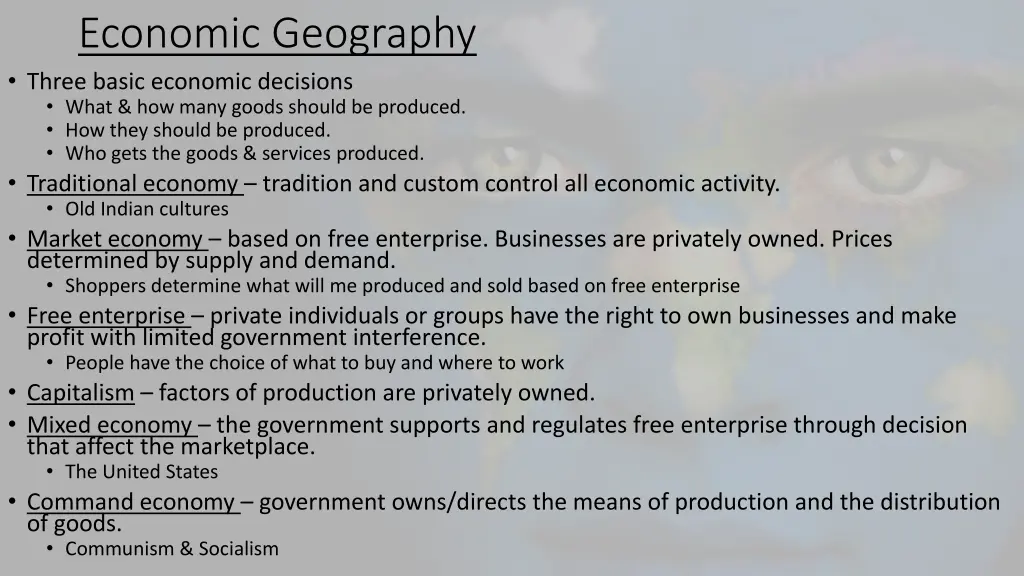 economic geography three basic economic decisions